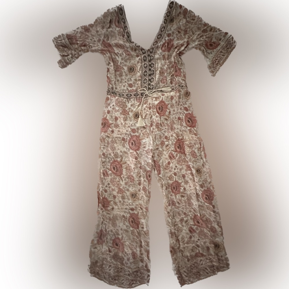 SPELL & THE GYPSY PINK FLORAL JUMPSUIT WIDE-LEG FLOWY